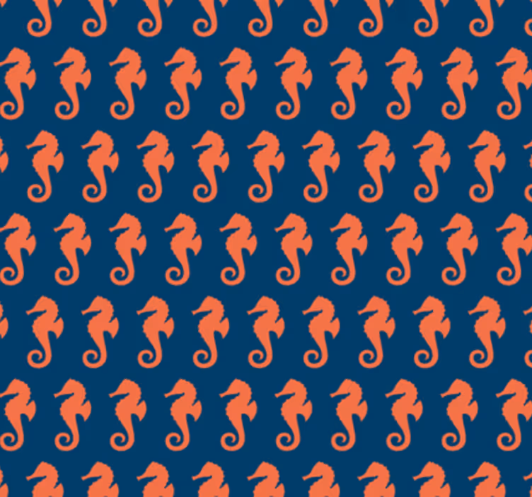 Tapete za spavaću sobu s uzorkom narančastog morskog konjica - TenStickers