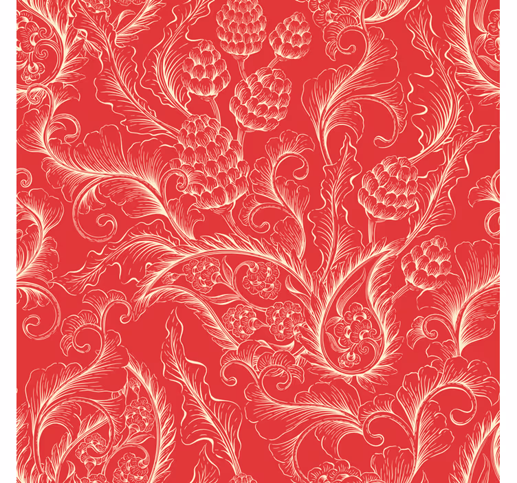 Tapete za zid cvjetni crvena paisley ilustracija - TenStickers