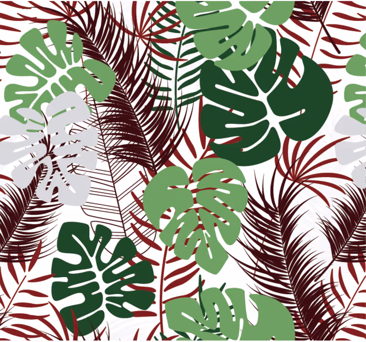 Tapete za zid priroda monstera listovi s crvenim granama - TenStickers