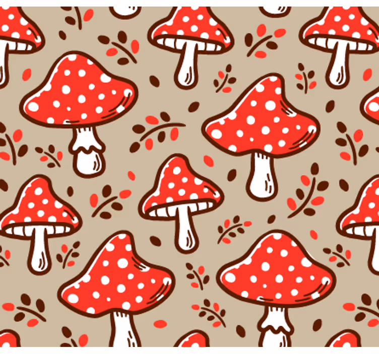 Tapete za zid priroda gljive na bež pozadini - TenStickers