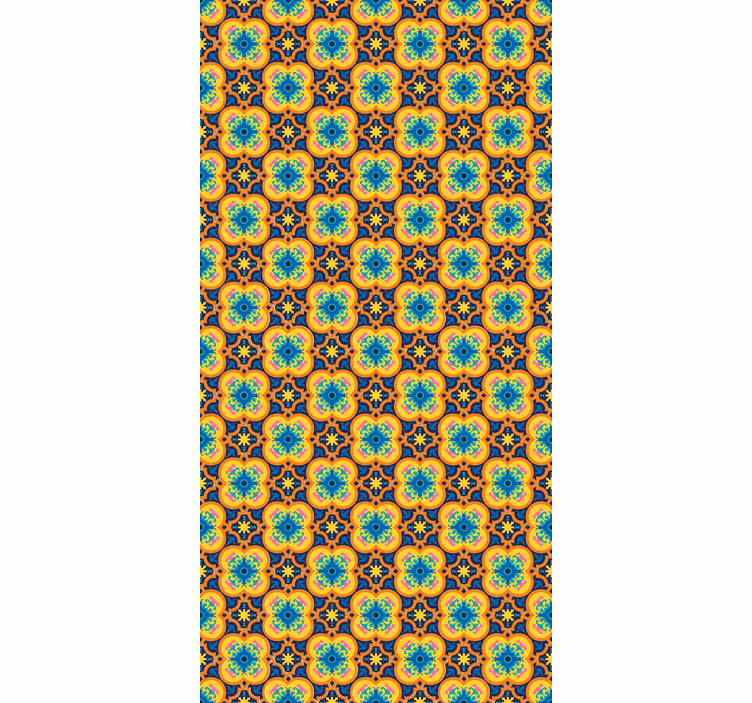 Tapete druge teksture žuti i plavi orijentalni boho uzorak - TenStickers