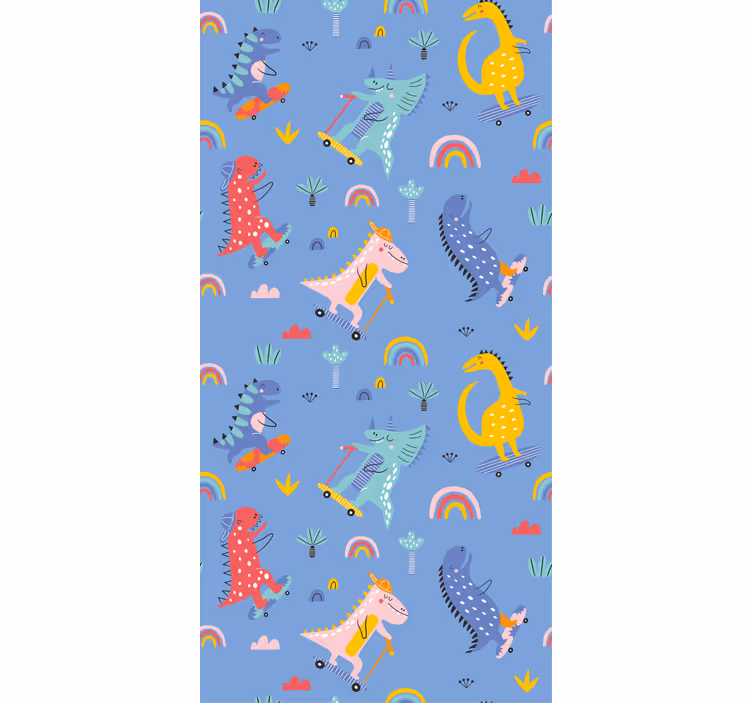 Zidne tapete za dječju sobu slatki skejterski dinosauri - TenStickers