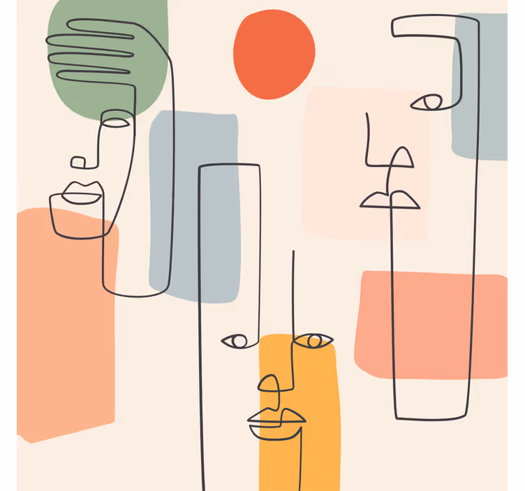 Tapete za zid geometrijski minimalistička umjetnost lica - TenStickers