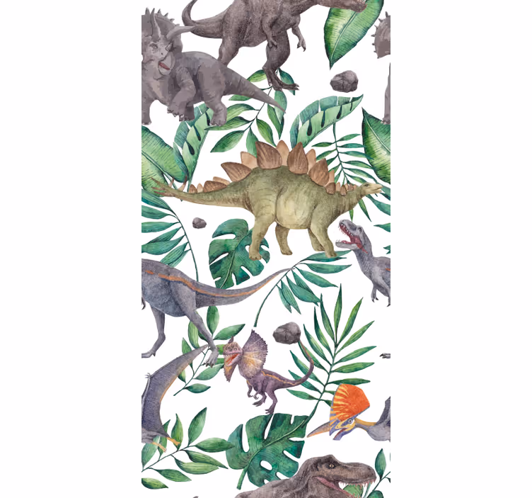 Tapete za zid dinosaura s jurskim akvarel uzorkom - TenStickers