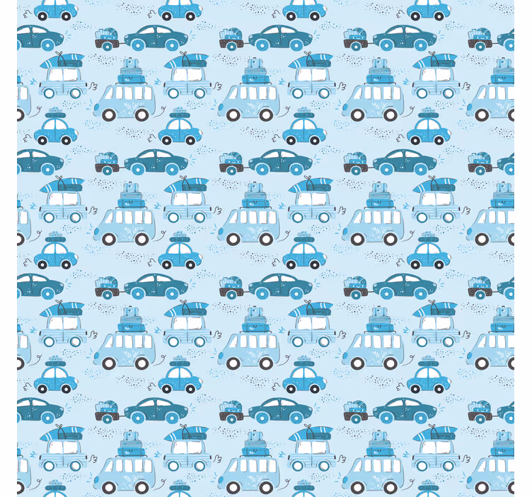 Zidne tapete za dječju sobu s uzorkom plavih automobila - TenStickers