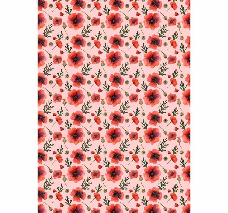 Tapete za zid cvijeće akvarel poppy - TenStickers
