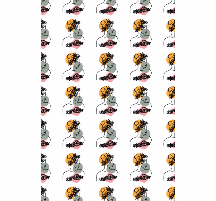Tapete za zid cvijeće lice žene s cvijećem - TenStickers