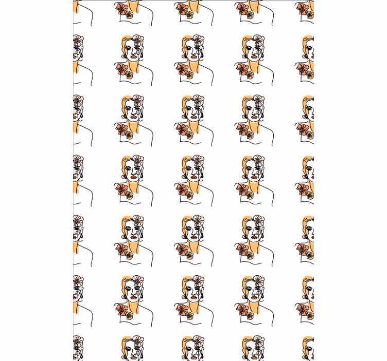Tapete za zid cvjetni minimalističko lice s orhidejama - TenStickers