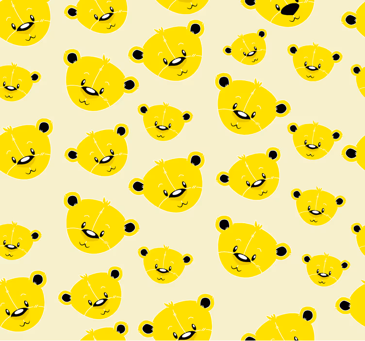 Žute tapete s uzorkom medvjeda - TenStickers