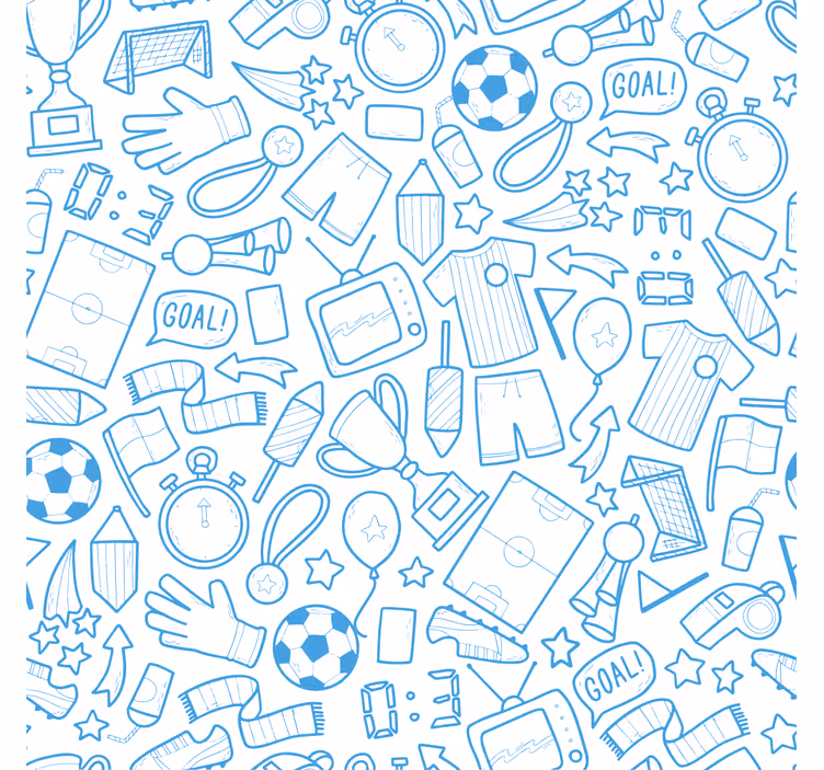 Tapete plava ilustracije nogometnog crteža seta - TenStickers
