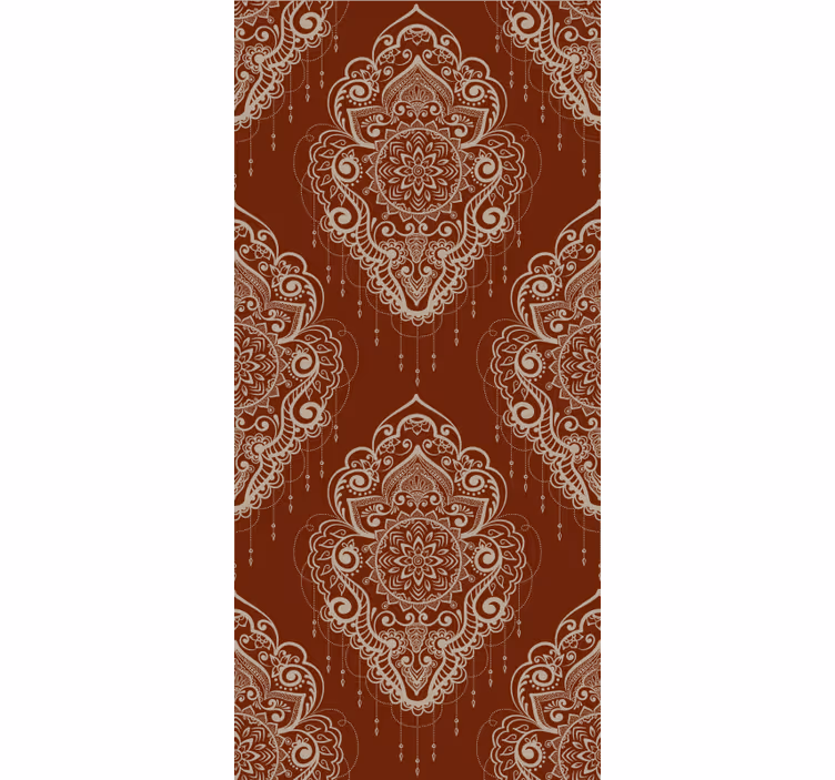 Crvena tapeta s elegantnim mehndi ornamentom - TenStickers