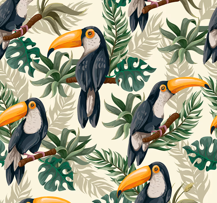Pozadina šuma džungle toucan - TenStickers