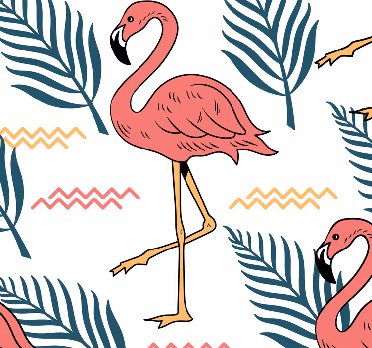Tapete za zid Ptice tropski print flaminga - TenStickers