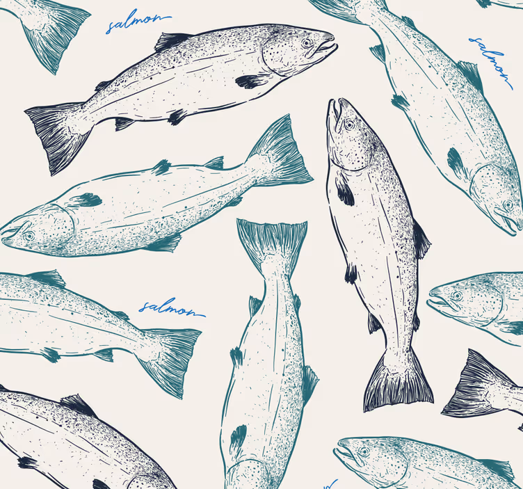 Tapete za zid  riba ilustracija lososa - TenStickers