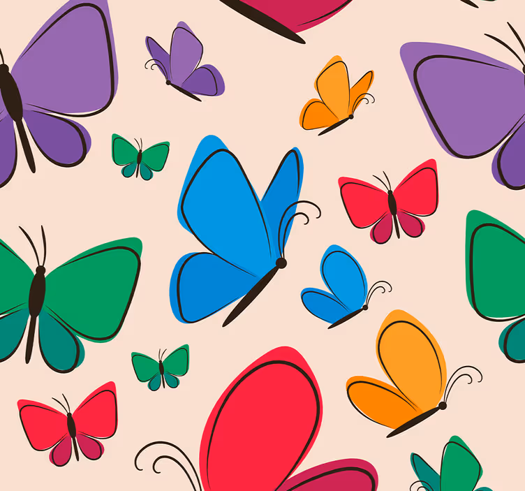 Leptir pozadine šareni motiv na bež pozadini - TenStickers