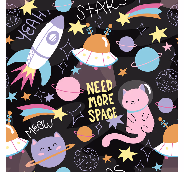 Tapeta mačka u svemiru dječja tapeta - TenStickers