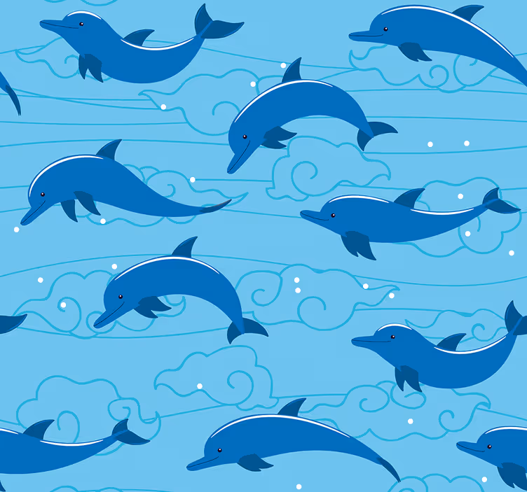 Pozadina dječja soba oceanski dupini - TenStickers