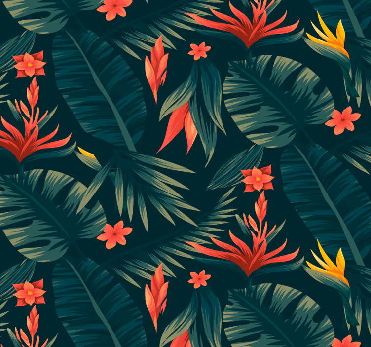 Tapete za dnevni boravak tropska flora - TenStickers