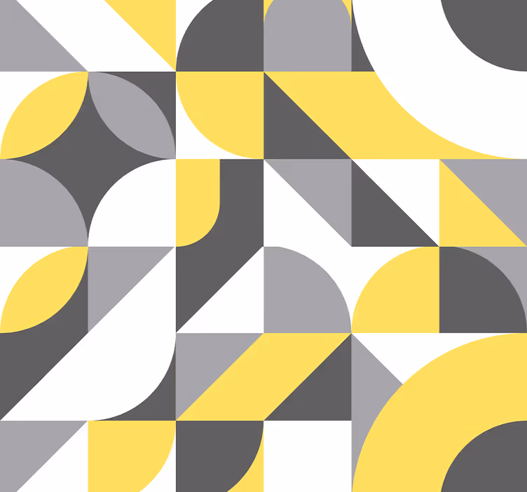 Geometrijske sive i žute apstraktne tapete - TenStickers