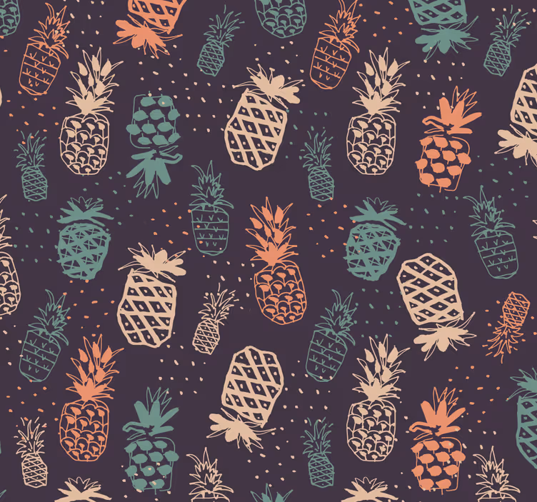 Plavi ananas vintage tapeta - TenStickers