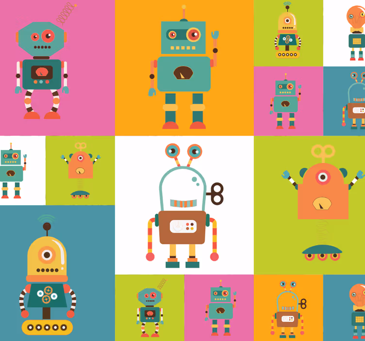 Zabavni roboti tapete za dječju spavaću sobu - TenStickers