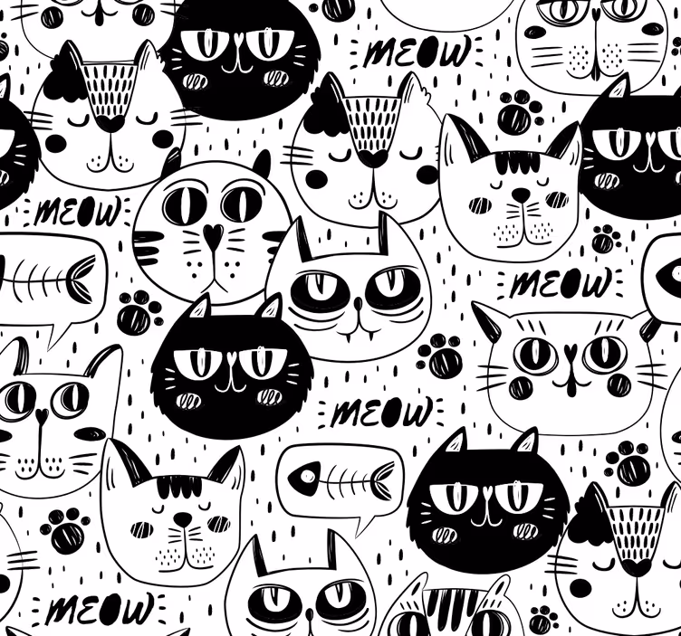 Tapete za zid Mačke crtanja mačaka - TenStickers