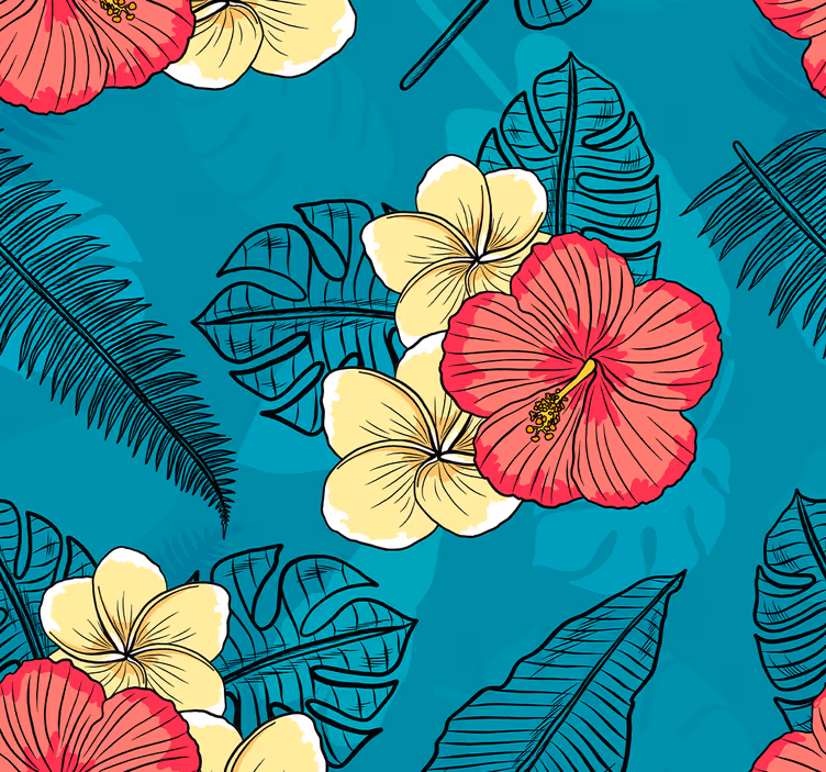 Tapete za zid Cvijeće uzorak tropskog hibiskusa - TenStickers