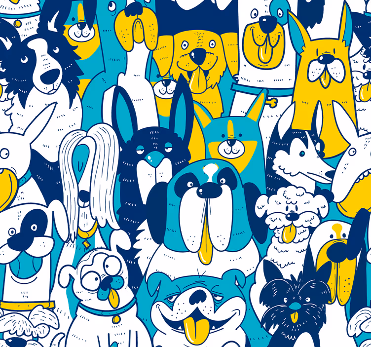 Tapete sa životinjama animirani sklop pasa - TenStickers