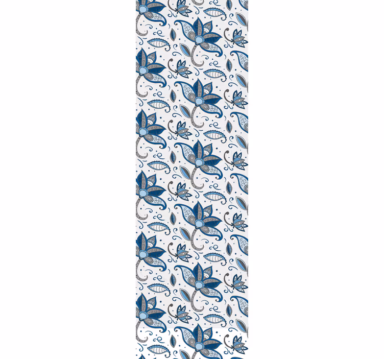Tapete za zid Lišće crteži plavog cvijeća - TenStickers