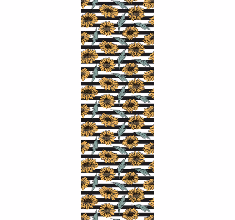Pozadina crno-bijele pruge suncokreta - TenStickers