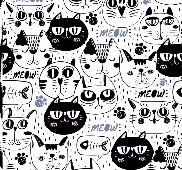 Tapete za zid Mačke stilizirani mačji uzorak - TenStickers
