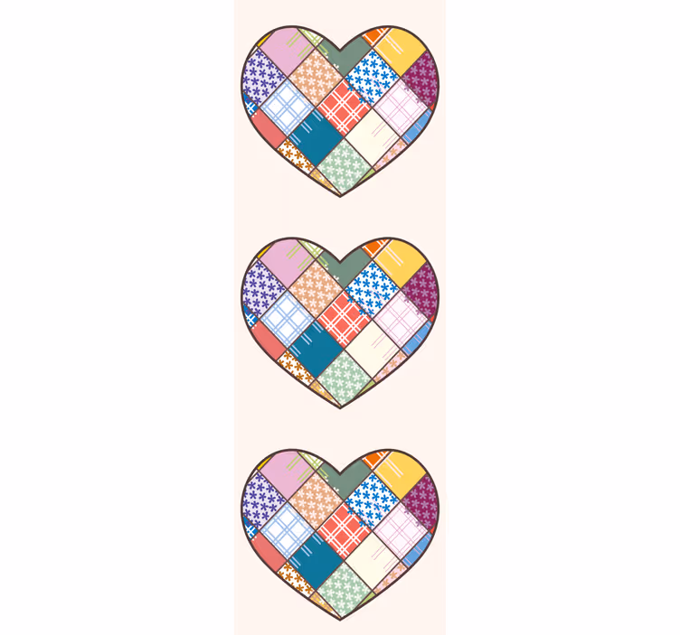 Tapete za zid Cvjetni patchwork dizajn srca - TenStickers