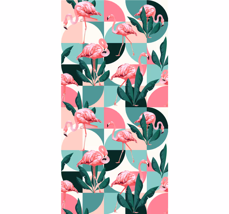 Pozadine prašume flamingo tropski uzorak - TenStickers