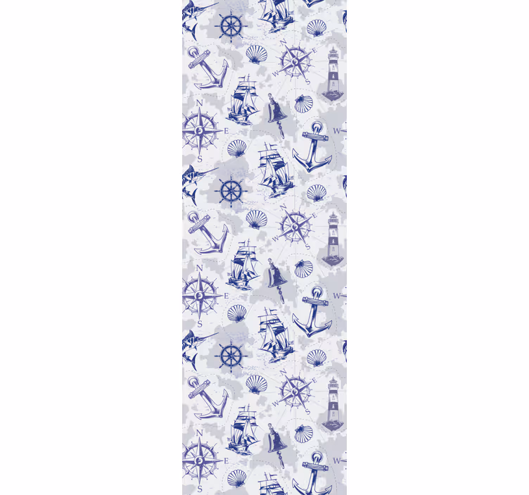 Kompas i jedrilica uzorak dječje tapete - TenStickers