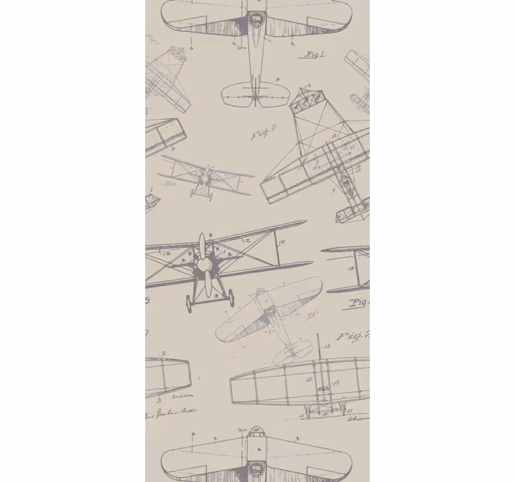 Tapete za zid Umjetnost vintage skice aviona - TenStickers