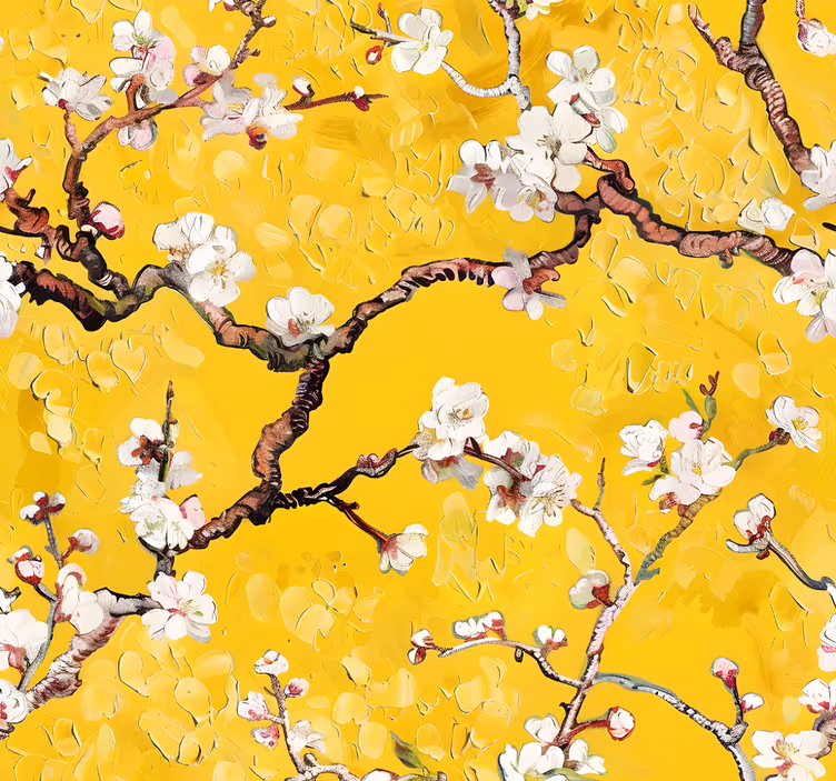 žute tapete cvjetni proljetni uzorak - TenStickers
