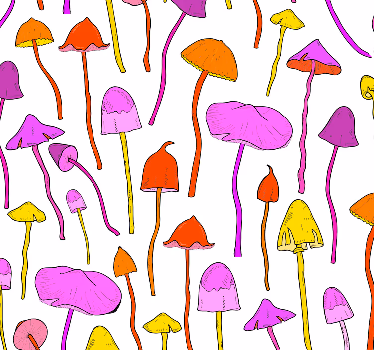 Zidne tapete za spavaću sobu s funky uzorkom gljiva - TenStickers