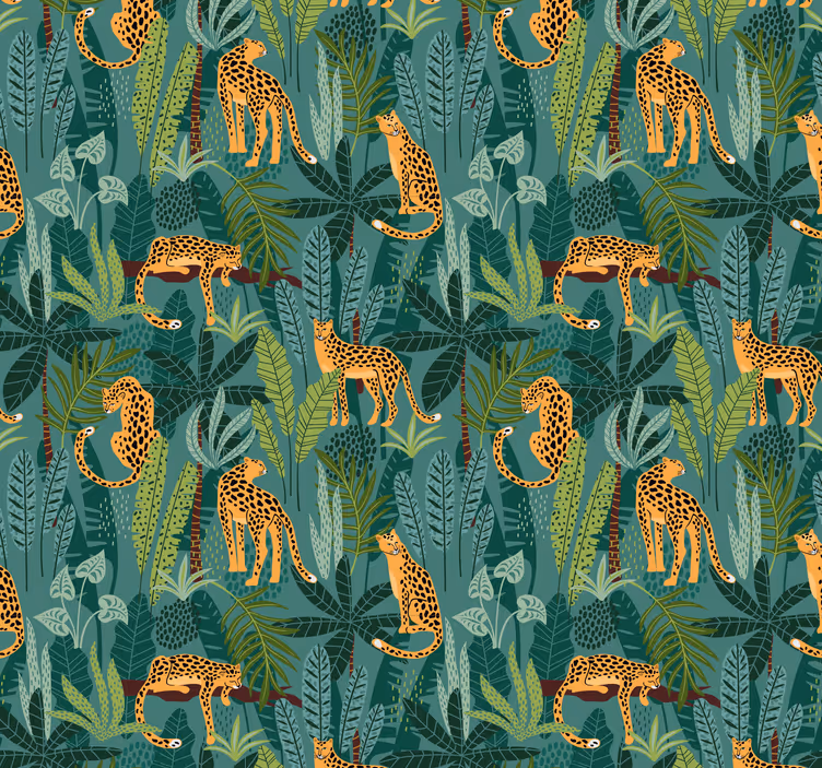 3 leoparda u pozadini džungle - TenStickers