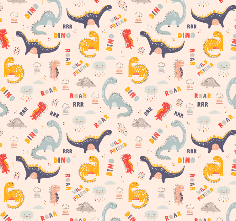 šareni dinosauri s imenima dječja pozadina - TenStickers