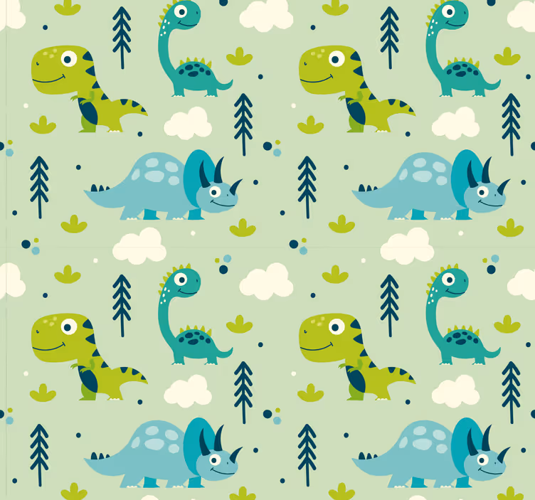 Zelena pozadina vrtić dinosaurus pozadina - TenStickers