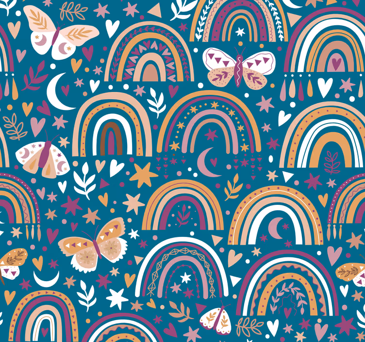Uzorak s dječjim tapetama boho rainbow - TenStickers