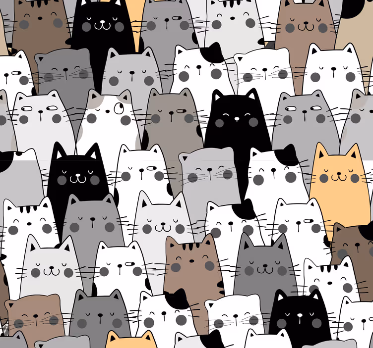 šarene crtane mačke uzorku moderne pozadine - TenStickers