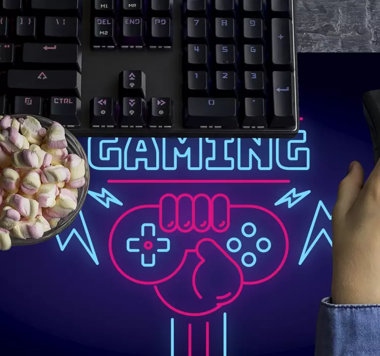 Gaming logotip s neonskim svjetlima jastučić za miša - TenStickers