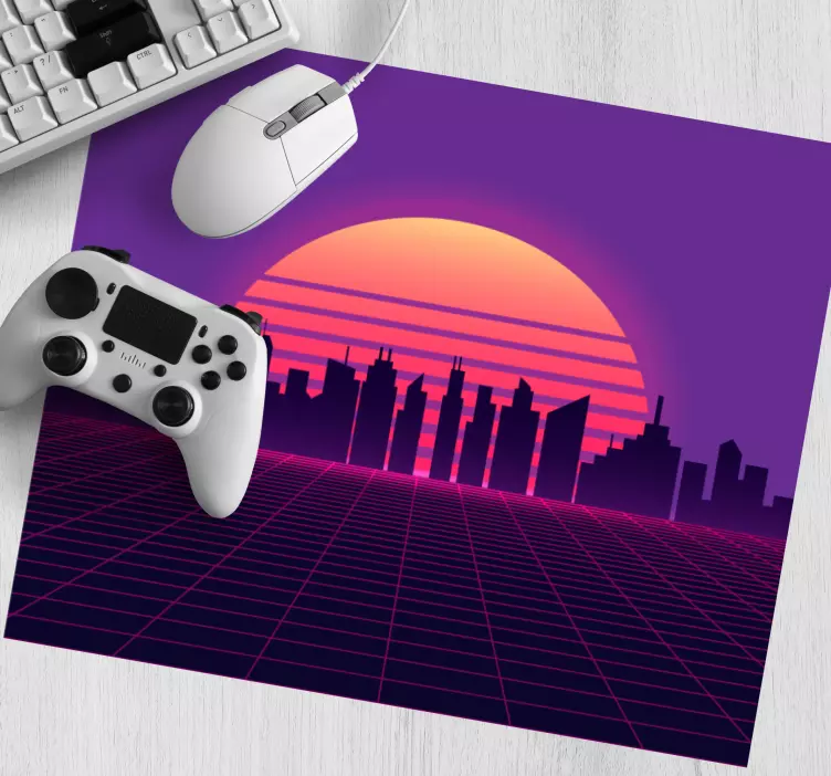 gaming podloga za miš neonski gradski pejzaž zalaska sunca - TenStickers