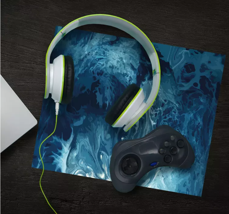 Plavi tonovi akvarel valovi originalna podloga za miš - TenStickers