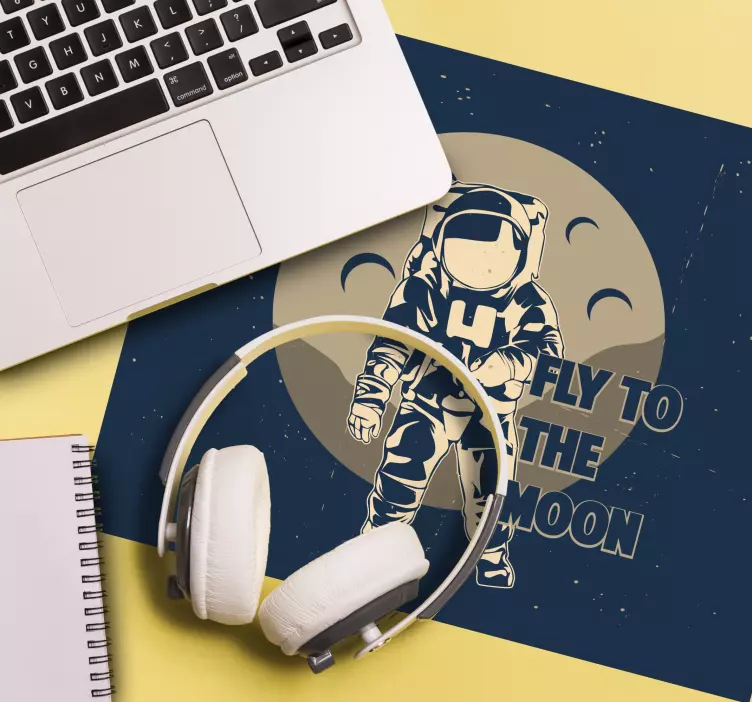 Retro fly to the moon galaxy dizajn podloga za miš - TenStickers