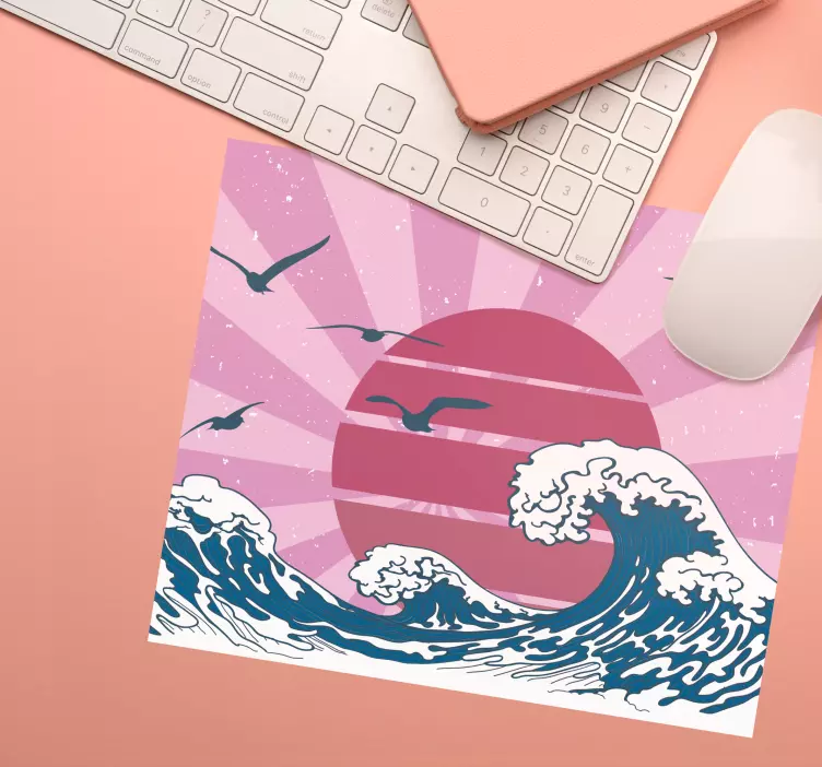 Sjajna roza podloga za miš s retro valovima - TenStickers