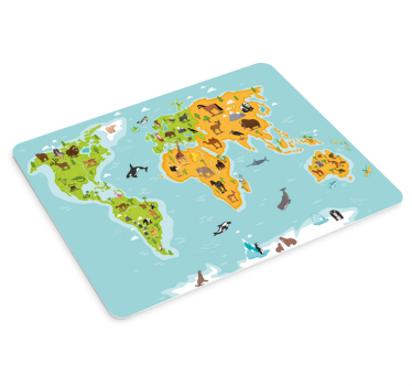 Podloga za miš karta svijeta šarena životinjska mapa - TenStickers