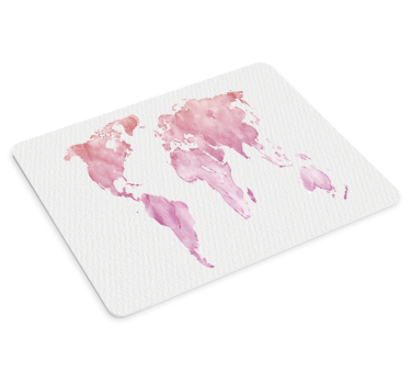 Podloga za miš karta svijeta u ružičastom akvarelu - TenStickers