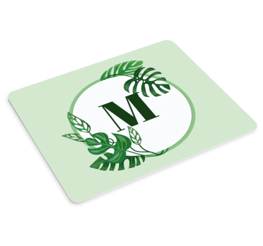 Podloga za miš s imenom s inicijalima i lišćem - TenStickers